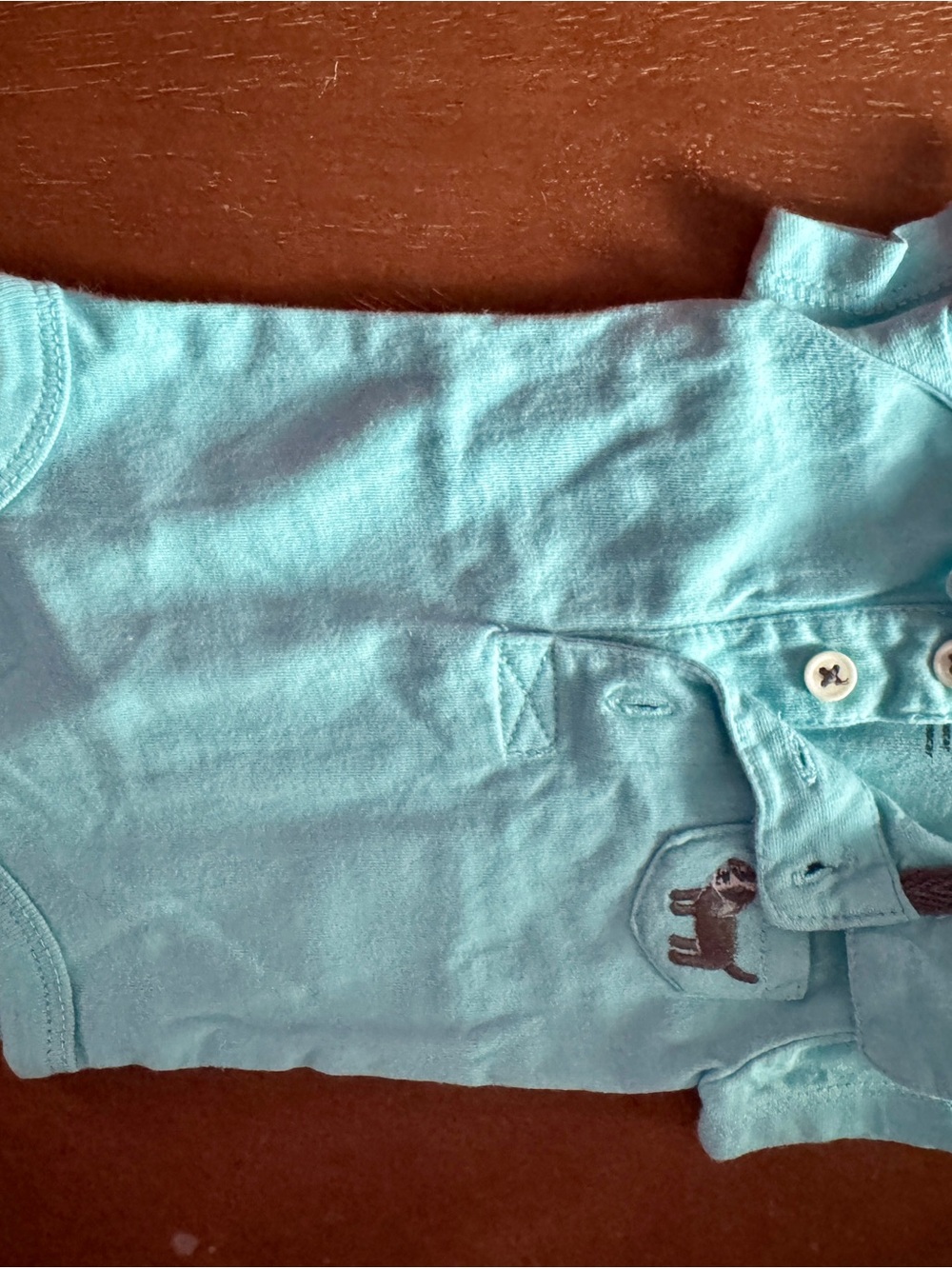 Carter's Light Turquoise Polo Onesie with Dog Patch